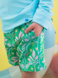 Ruffle Butts Coconut Cabana Performance Hybrid Swim Trunks