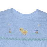 Baby Sen Back Smocked Blue Chick Bloomer Set