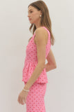 Pink Dot Peplum Top