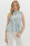 Blue & Green Daisy Top