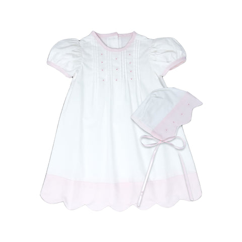 Lullaby Set Classic White & Pink Scallop Daygown Set