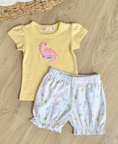 Luigi Kids Pale Yellow Dinosaur Bloomer Set