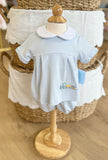 Petit Bebe Knit Crochet Train Pale Blue Bloomer Set