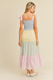 Pastel Color Block Midi Dress