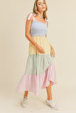 Pastel Color Block Midi Dress