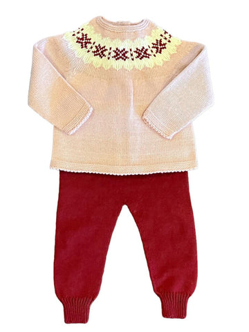 Mi Lucero Rose/Garnet Sweater Jogger Set