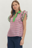 Pink & Green Brook Top