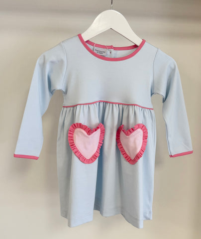 Squiggles by Charlie Pale Blue & Bubblegum Heart Pocket Dress