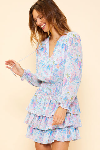 Blue Paisley Print Dress