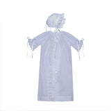 Baby Sen White Eyelet Lace Daygown & Bonnet- BLUE