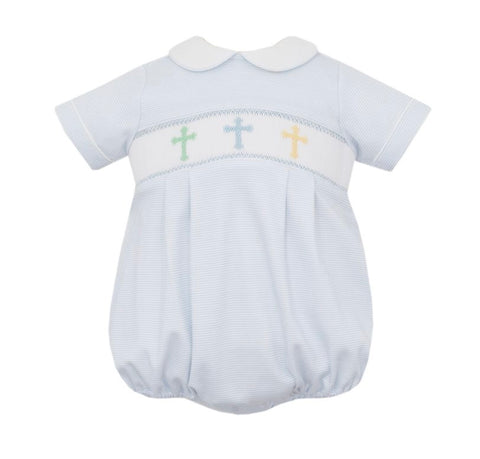 Petit Bebe Knit Cross Smocked Bubble