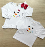 Luigi Kids Girls Snowman Face Long Sleeve Tee