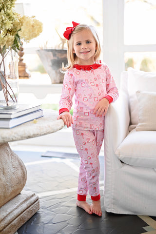 James & Lottie Pima Girls Letters to Santa Pajama Set