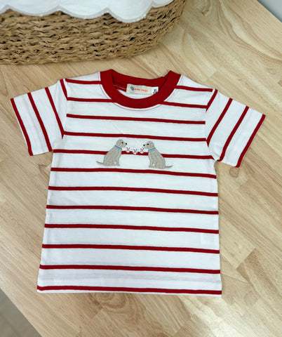 Luigi Kids Red Stripe Baseball Puppy Tee