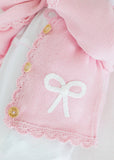 Little English Pink Bow Crochet Cardigan
