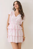 Pink Floral Tiered Dress