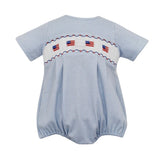 Petit Bebe Pima Boys Blue Gingham Flag Bubble