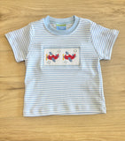 Anavini Light Blue Stripe Smocked Airplane Tee (Top Only)