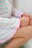 James & Lottie Knit Pink Gingham Christmas Tree Lounge Dress