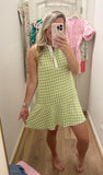 Lime Green Gingham Collar Dress