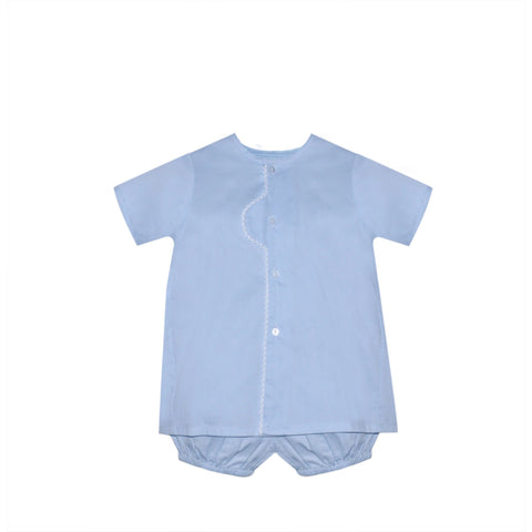 Baby Sen Back Smocked Blue Chick Bloomer Set