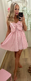 Pink Floral Stripe Bow Dress