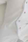 Winn & William Girls Hand Embroidered Christmas Footie (Pink Picot Trim)