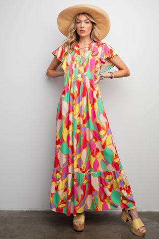 Geometric Challs Maxi Dress