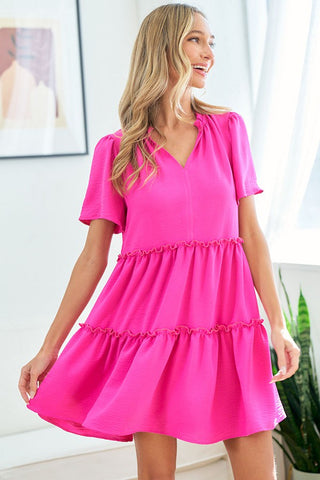 Hot Pink Tiered Dress