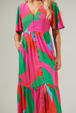 Abstract Button Down Maxi Dress