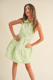 Lime Floral Jacquard Dress