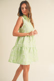 Lime Floral Jacquard Dress