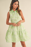 Lime Floral Jacquard Dress