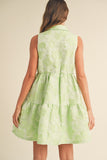 Lime Floral Jacquard Dress