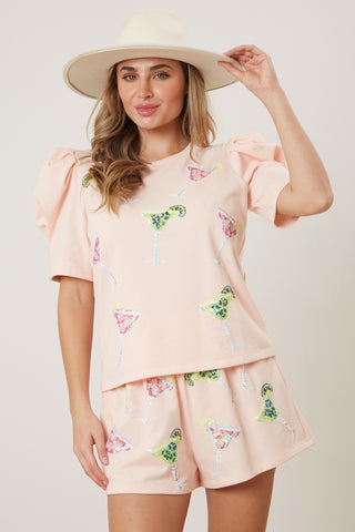 Peach Martini Sequin Top