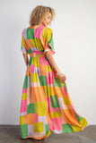 Geo Printed Satin Maxi Dress