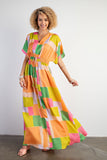 Geo Printed Satin Maxi Dress