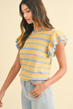 Sky & Banana Stripe Top