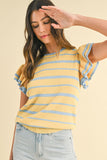 Sky & Banana Stripe Top