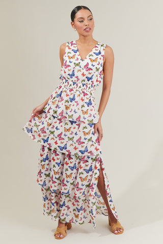 Butterfly Tiered Maxi Dress
