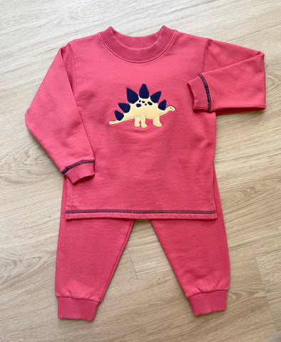 Luigi Kids Nantucket Red Dino Sweatshirt Set