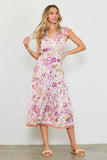 Tuscan Tan & Pink Printed Dress