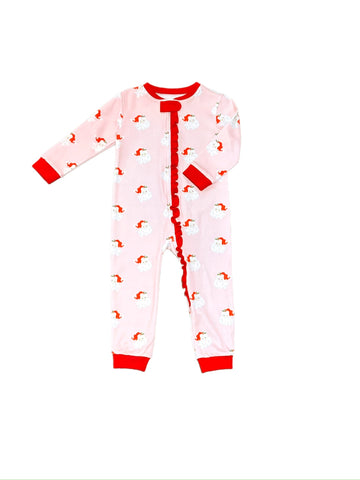 James & Lottie Pima Pink Santa Zip Up Pajamas *Pre Sale*