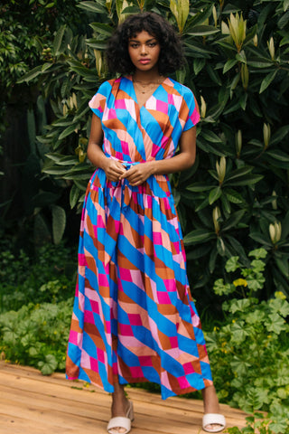 Geometric Tie Waist Dress