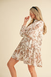 Coco Brown Floral Drop Waist Dress