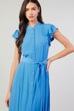 Button Down Faded Blue Midi Dress