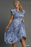 Blue Paisley Midi Dress