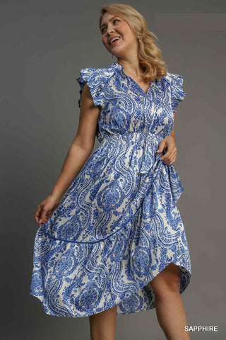 Blue Paisley Midi Dress