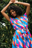 Geometric Tie Waist Dress