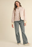 Pink & Ivory Floral Quilted Bow Coat